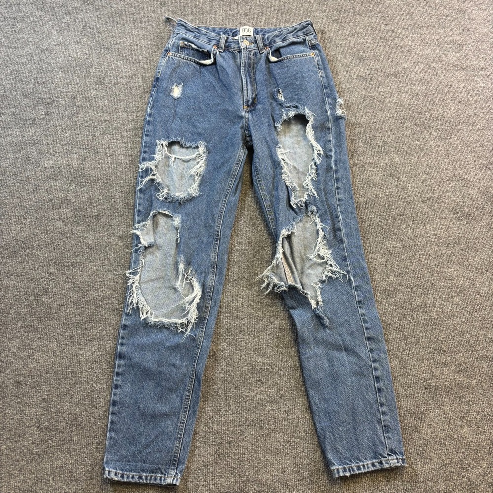BDG Urban Outfitters Mom Jeans Womens 27x29 Blue Cotton Denim Faded Distressed